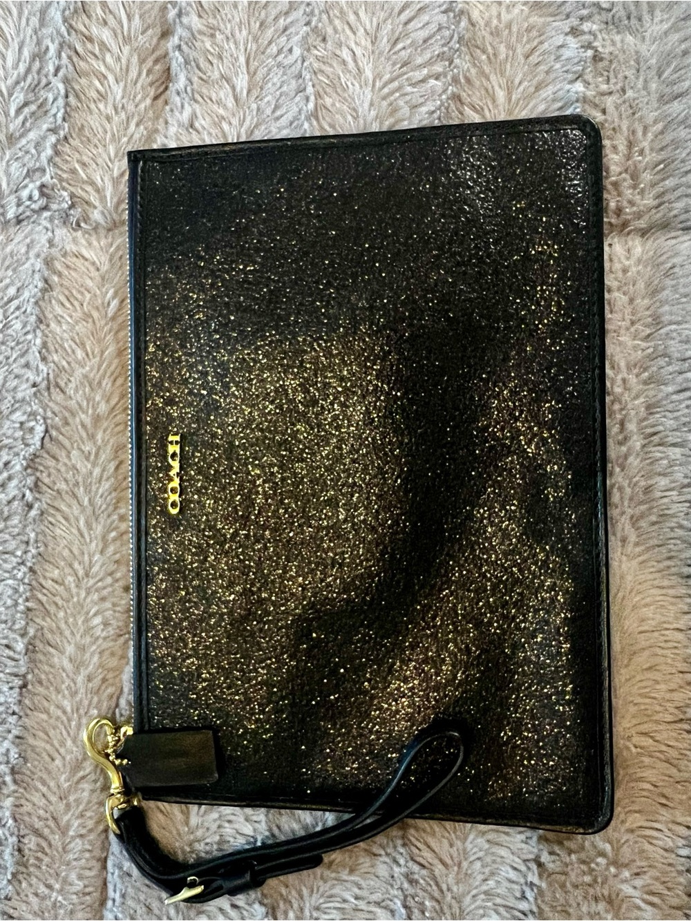 Coach Black Glitter Wristlet Clutch